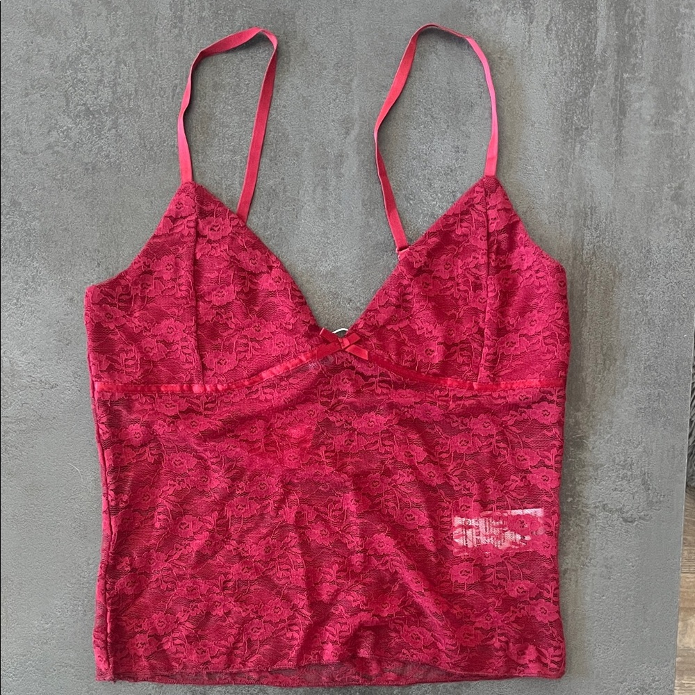 Edikted red lace tank top